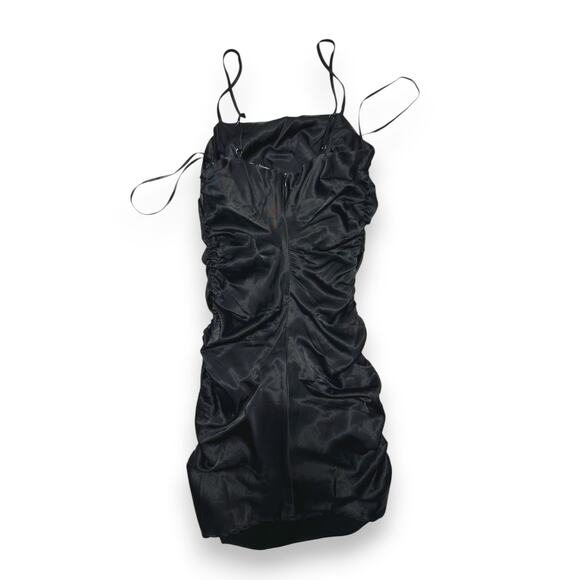 NWT Forever 21 Elegant Black Ruched Midi Dress with Adjustable Strap Size Medium - Picture 8 of 8